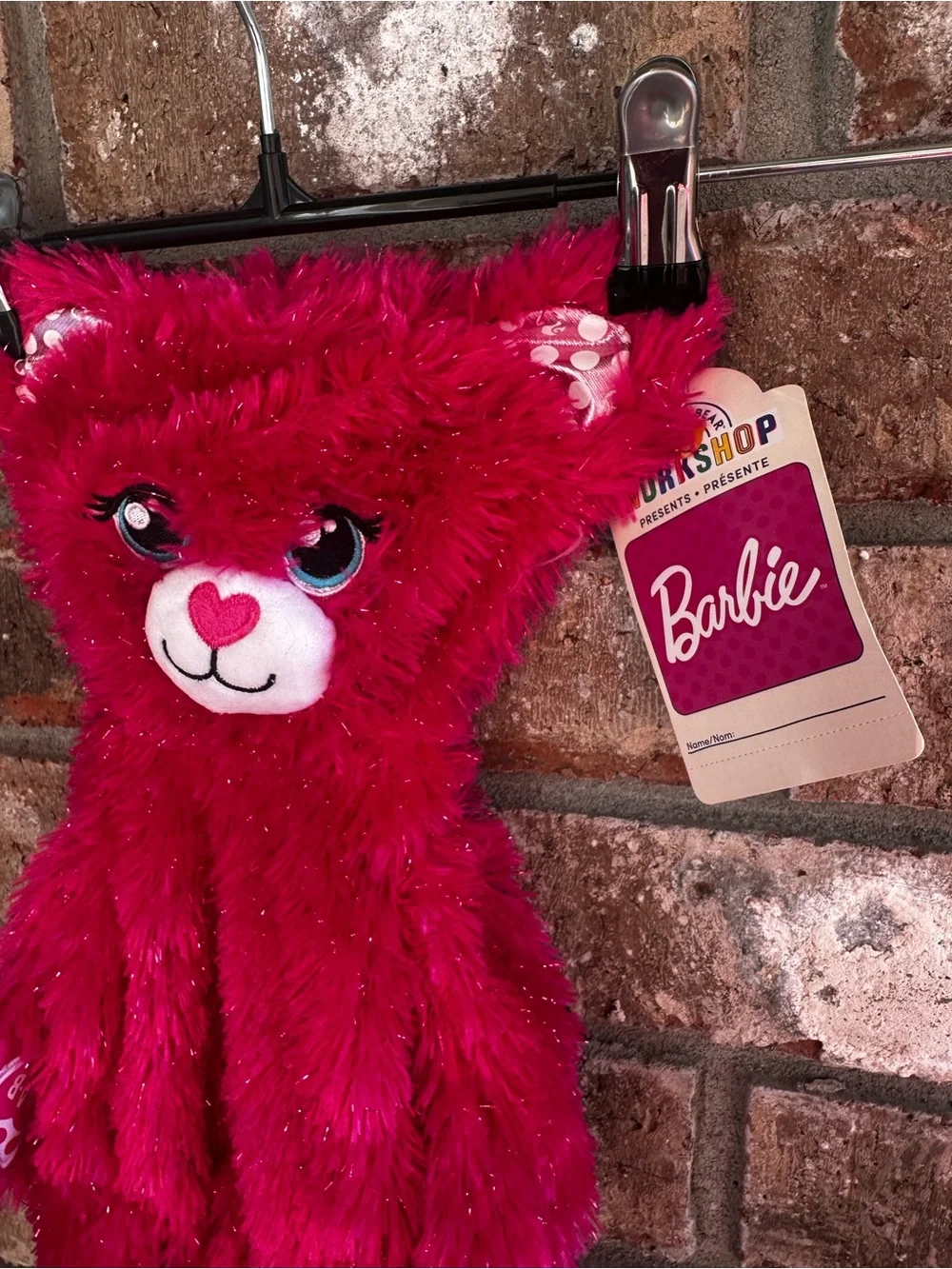BUILD A BEAR Barbie Hot Pink Sparkle Bear Plush - Animal UNSTUFFED w/ tags